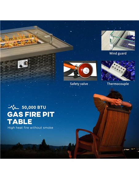 Outsunny 5-Piece Rattan Patio Furniture Set with Gas Fire Pit Table, Loveseat Sofa, Armchairs, Cushions, Pillows, Grey 860-335V7 - pic 53886 | FastDaddyshop