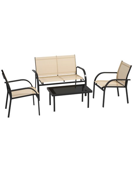 Outsunny 4 Pcs Curved Steel Outdoor Furniture Set, Beige 84B-369V00BG - pic 53892 | FastDaddyshop