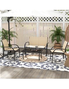 Outsunny 4 Pcs Curved Steel Outdoor Furniture Set, Beige 84B-369V00BG 2