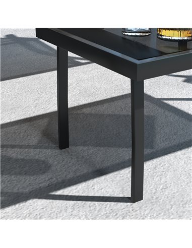 Outsunny 4 Pcs Curved Steel Outdoor Furniture Set w/ Loveseat, 2 Texteline Seats, Glass Top Table Garden Balcony Patio Furniture