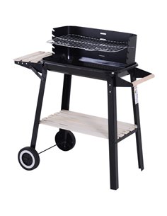 Outsunny BBQ Grill Trolley Charcoal BBQ Barbecue Grill, Black 846-032
