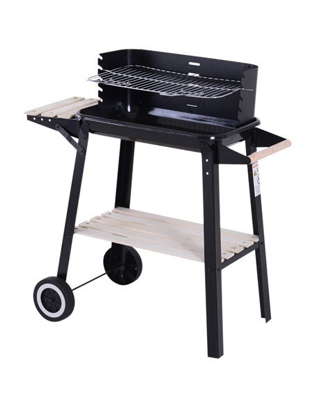 Outsunny BBQ Grill Trolley Charcoal BBQ Barbecue Grill, Black 846-032 - pic 53910 | FastDaddyshop