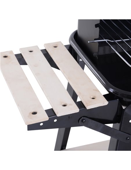 Outsunny BBQ Grill Trolley Charcoal BBQ Barbecue Grill Outdoor Patio Garden Heating Smoker with Side Trays Storage Shelf and Whe - pic 53918 | FastDaddyshop