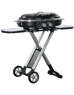 Outsunny Foldable Gas BBQ Grill 2 Burner Garden Barbecue Trolley, Black 846-074