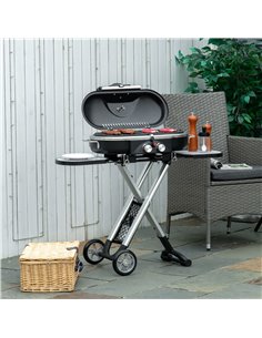Outsunny Foldable Gas BBQ Grill 2 Burner Garden Barbecue Trolley, Black 846-074 2