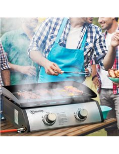 Outsunny Gas Plancha Barbecue Grill 6kW Portable Tabletop Gas BBQ, Black - Silver 846-108V70SR 2