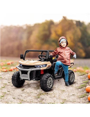 HOMCOM 12V Two-Seater Kids Electric Ride-On Car, with Electric Bucket, Remote Control - Yellow