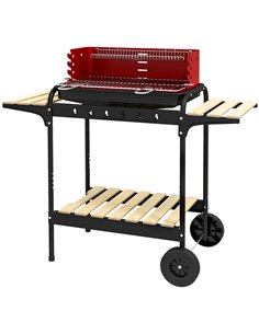 Outsunny Outdoor 5-Level Grill Height Charcoal Barbecue Grill Trolley, Red 846-149V00RD