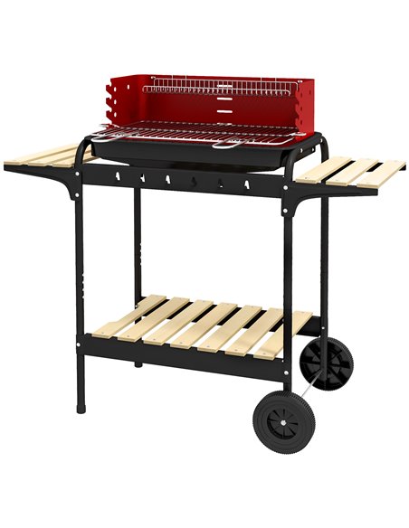 Outsunny Outdoor 5-Level Grill Height Charcoal Barbecue Grill Trolley, Red 846-149V00RD - pic 53946 | FastDaddyshop