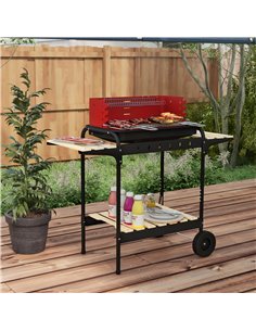 Outsunny Outdoor 5-Level Grill Height Charcoal Barbecue Grill Trolley, Red 846-149V00RD 2