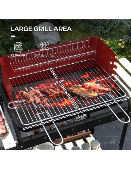 Outsunny Outdoor 5-Level Grill Height Charcoal Barbecue Grill Trolley, Red 846-149V00RD - pic 53949 | FastDaddyshop