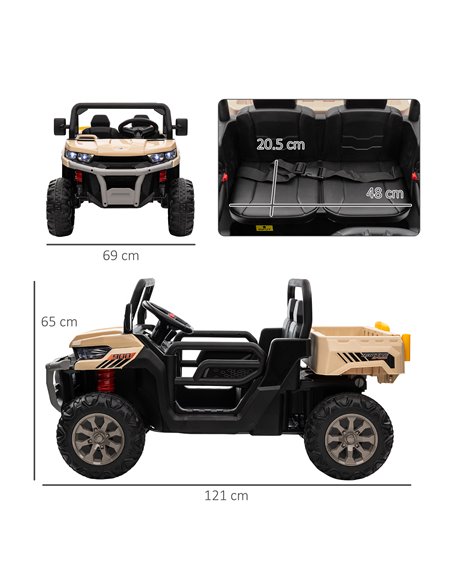 HOMCOM 12V Two-Seater Kids Electric Ride-On Car, with Electric Bucket, Remote Control - Yellow - pic 5395 | FastDaddyshop
