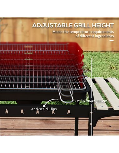 Outsunny Outdoor 5-Level Grill Height Charcoal Barbecue Grill Trolley, Red 846-149V00RD