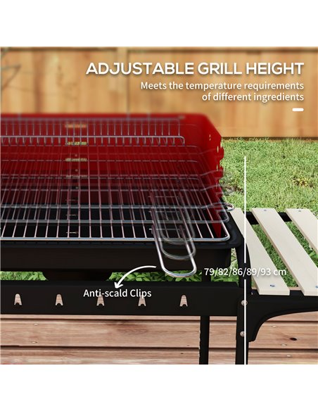 Outsunny Outdoor 5-Level Grill Height Charcoal Barbecue Grill Trolley, Red 846-149V00RD - pic 53950 | FastDaddyshop