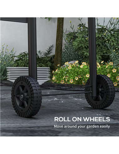 Outsunny Outdoor Wheeled Charcoal Barbecue Grill Trolley with Shelves, Black 846-148V01BK