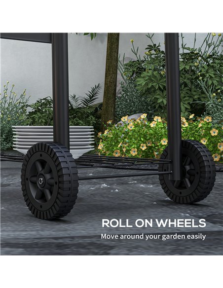 Outsunny Outdoor Wheeled Charcoal Barbecue Grill Trolley with Shelves, Black 846-148V01BK - pic 53961 | FastDaddyshop