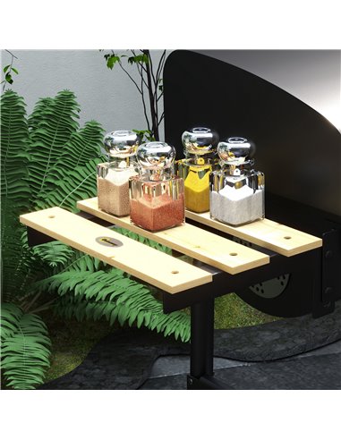 Outsunny Outdoor Wheeled Charcoal Barbecue Grill Trolley with Shelves, Black 846-148V01BK