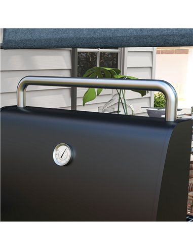Outsunny Outdoor Wheeled Charcoal Barbecue Grill Trolley with Shelves, Black 846-148V01BK