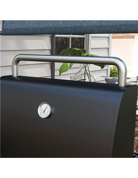 Outsunny Outdoor Wheeled Charcoal Barbecue Grill Trolley with Shelves, Black 846-148V01BK - pic 53963 | FastDaddyshop