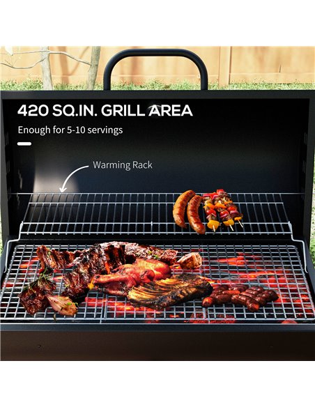 Outsunny Outdoor Wheeled Barrel Charcoal Barbecue Grill Trolley, Black 846-147V00BK - pic 53967 | FastDaddyshop