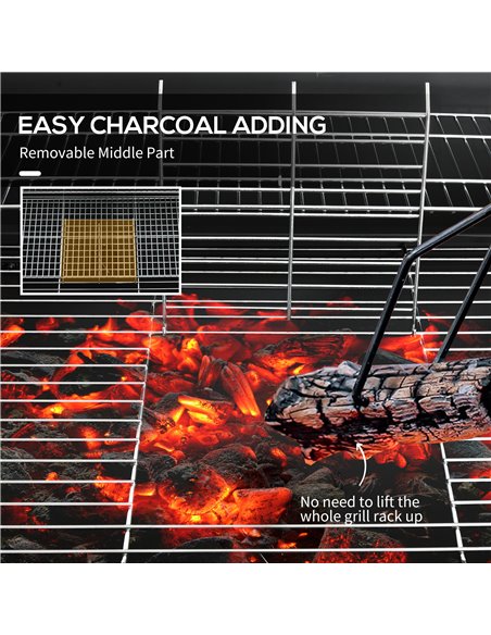 Outsunny Outdoor Wheeled Barrel Charcoal Barbecue Grill Trolley, Black 846-147V00BK - pic 53968 | FastDaddyshop