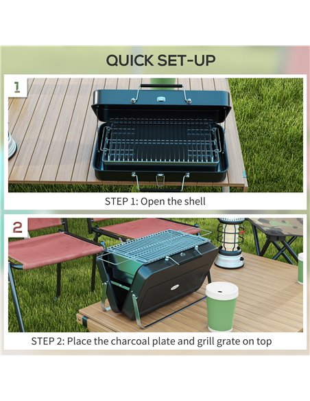 Outsunny Foldable Suitcase Design Mini Charcoal Barbecue Grill BBQ, Black 846-145V00BK - pic 53977 | FastDaddyshop