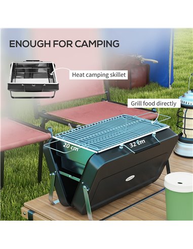 Outsunny Foldable Suitcase Design Mini Charcoal Barbecue Grill BBQ, Black 846-145V00BK