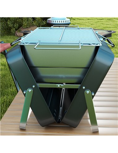 Outsunny Foldable Suitcase Design Mini Charcoal Barbecue Grill BBQ, Black 846-145V00BK