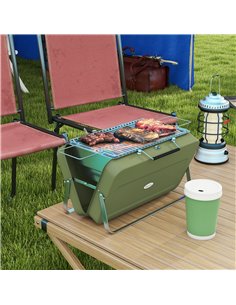 Outsunny Foldable Suitcase Design Mini Charcoal Barbecue Grill BBQ, Green 846-145V00GN 2