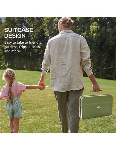 Outsunny Foldable Suitcase Design Mini Charcoal Barbecue Grill BBQ, Green 846-145V00GN
