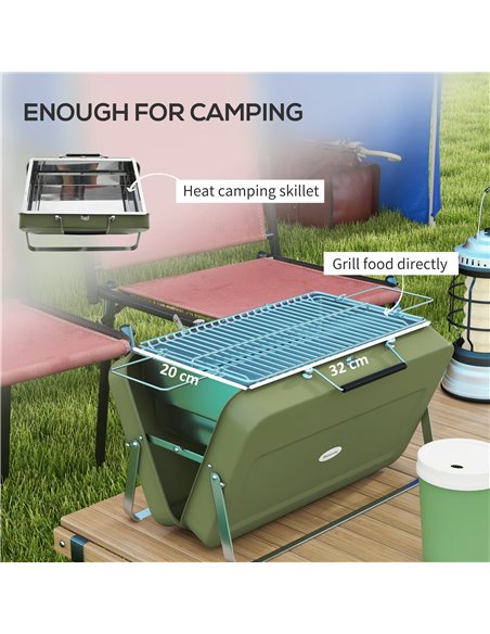 Outsunny Foldable Suitcase Design Mini Charcoal Barbecue Grill BBQ, Green 846-145V00GN - pic 53987 | FastDaddyshop