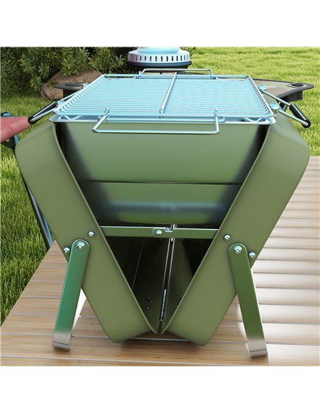 Outsunny Foldable Suitcase Design Mini Charcoal Barbecue Grill BBQ, Green 846-145V00GN - pic 53988 | FastDaddyshop
