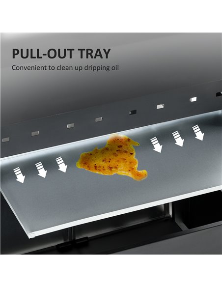 Outsunny Gas Barbecue Grill 3+1 Burner Garden Smoker BBQ Trolley w/ Side Burner Warming Rack Side Shelves Piezo Ignition Thermom - pic 53998 | FastDaddyshop