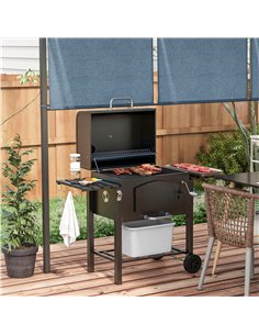 Outsunny Charcoal Barbecue Grill Trolley Garden Smoker, Black 846-077V00BK 2