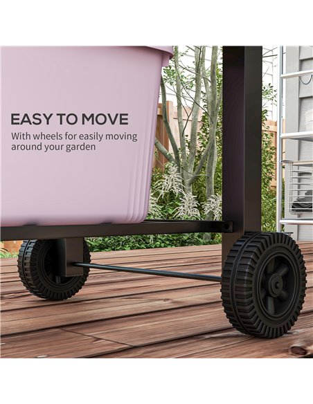 Outsunny Charcoal Barbecue Grill Trolley Garden Smoker with Shelves, Adjustable Height, Thermometer on Lid, Opener and Wheels 84 - pic 54008 | FastDaddyshop