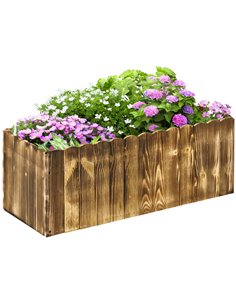 Outsunny 70L Garden Flower Raised Bed Pot Wooden Outdoor Planter, Wood Colour 845-106