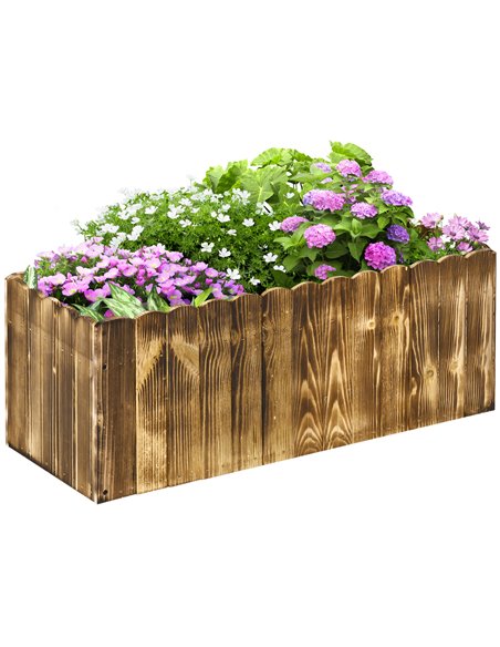 Outsunny 70L Garden Flower Raised Bed Pot Wooden Outdoor Planter, Wood Colour 845-106 - pic 54009 | FastDaddyshop