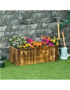Outsunny 70L Garden Flower Raised Bed Pot Wooden Outdoor Planter, Wood Colour 845-106 2