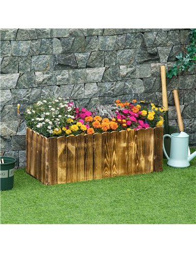 Outsunny 70L Garden Flower Raised Bed Pot Wooden Outdoor Large Rectangle Planter Vegetable Box Outdoor Herb Holder Display (80L 