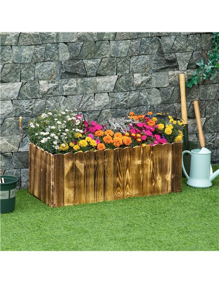Outsunny 70L Garden Flower Raised Bed Pot Wooden Outdoor Large Rectangle Planter Vegetable Box Outdoor Herb Holder Display (80L  - pic 54010 | FastDaddyshop