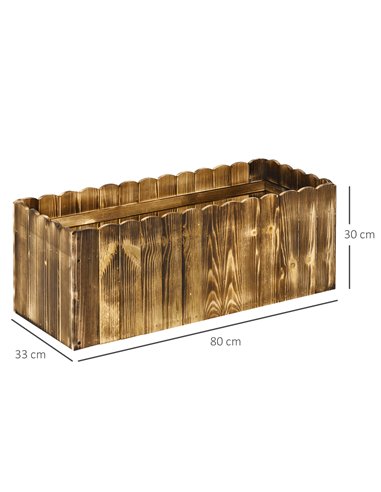 Outsunny 70L Garden Flower Raised Bed Pot Wooden Outdoor Large Rectangle Planter Vegetable Box Outdoor Herb Holder Display (80L 