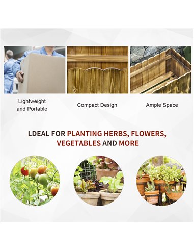 Outsunny 70L Garden Flower Raised Bed Pot Wooden Outdoor Large Rectangle Planter Vegetable Box Outdoor Herb Holder Display (80L 