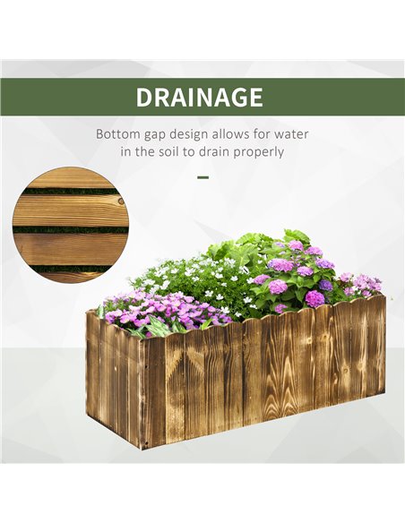 Outsunny 70L Garden Flower Raised Bed Pot Wooden Outdoor Large Rectangle Planter Vegetable Box Outdoor Herb Holder Display (80L  - pic 54013 | FastDaddyshop