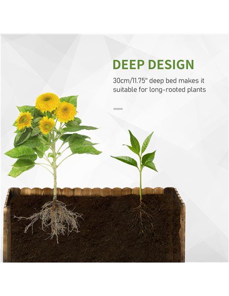 Outsunny 70L Garden Flower Raised Bed Pot Wooden Outdoor Large Rectangle Planter Vegetable Box Outdoor Herb Holder Display (80L  - pic 54014 | FastDaddyshop
