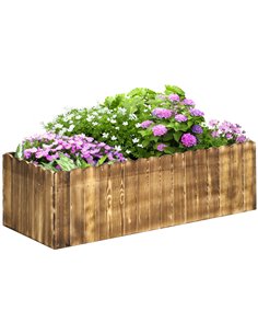 Outsunny 109L Garden Flower Raised Bed Pot Wooden Outdoor Planter, Wood Colour 845-107