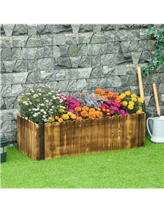 Outsunny 109L Garden Flower Raised Bed Pot Wooden Outdoor Planter, Wood Colour 845-107 2