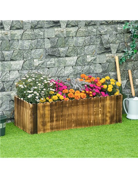 Outsunny 109L Garden Flower Raised Bed Pot Wooden Outdoor Planter, Wood Colour 845-107 - pic 54019 | FastDaddyshop