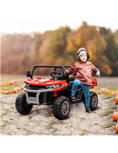 Homcom 3+ Two-Seater Kids Electric Ride-On Car 12V with Electric Bucket, Remote Control - Red 2