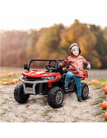 HOMCOM 12V Two-Seater Kids Electric Ride-On Car, with Electric Bucket, Remote Control - Red - pic 5402 | FastDaddyshop