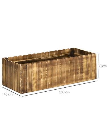 Outsunny 109L Garden Flower Raised Bed Pot Wooden Outdoor Large Rectangle Planter Vegetable Box Outdoor Herb Holder Display (100